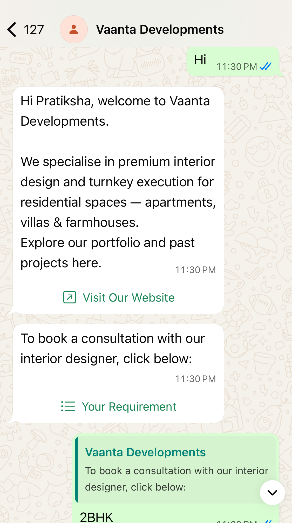 Chatbot screenshot