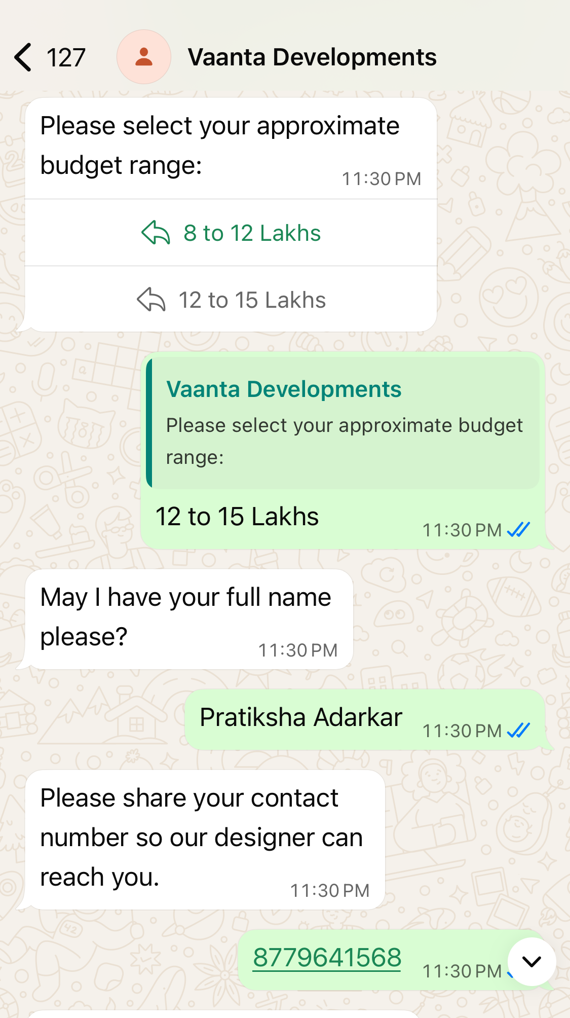 Chatbot screenshot