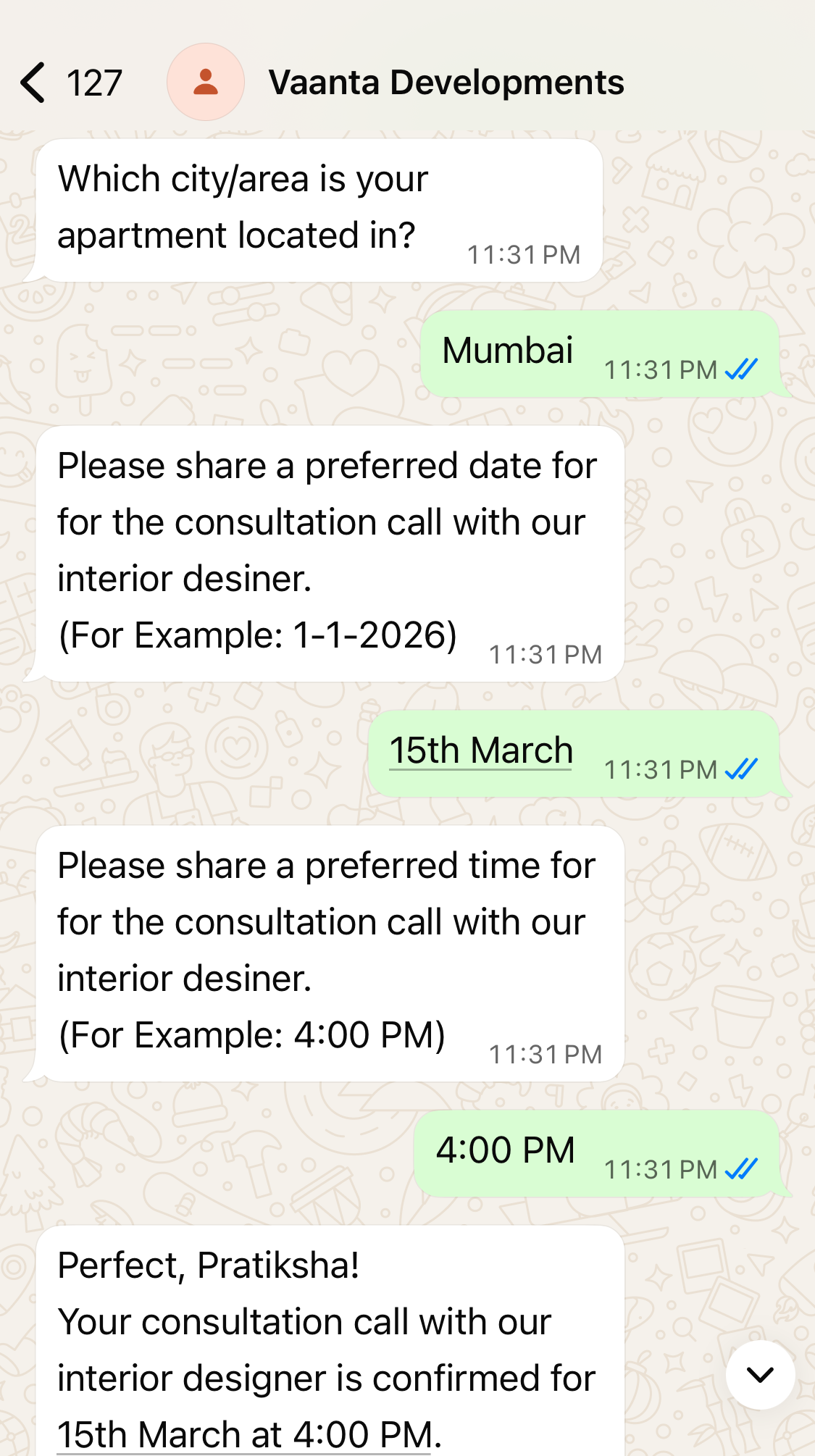 Chatbot screenshot