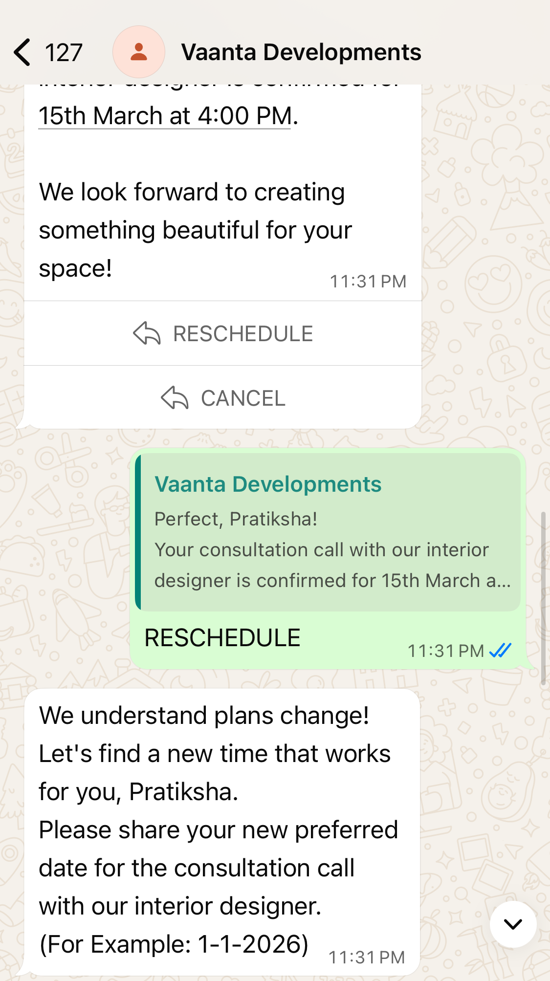 Chatbot screenshot