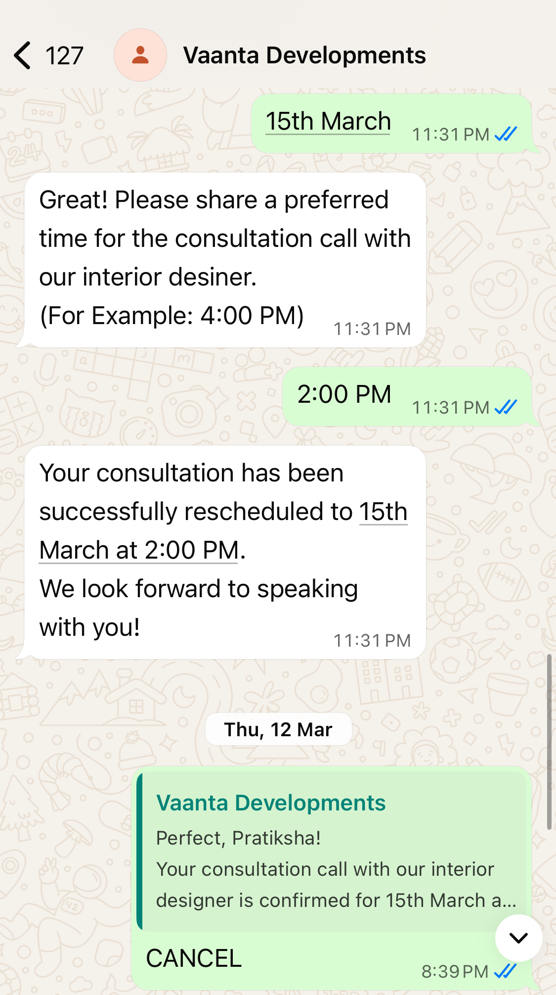 Chatbot screenshot