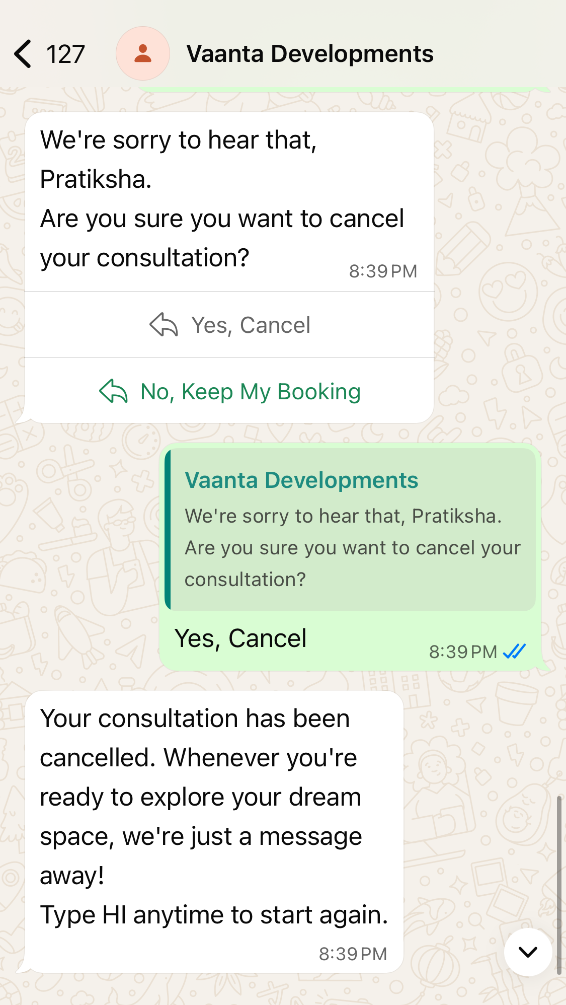 Chatbot screenshot